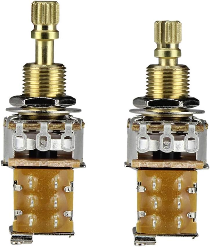 FLEOR 2pcs B250K Push Push Guitar Pots Linear Taper Potentiometers Long Copper Split Shaft - Image 1
