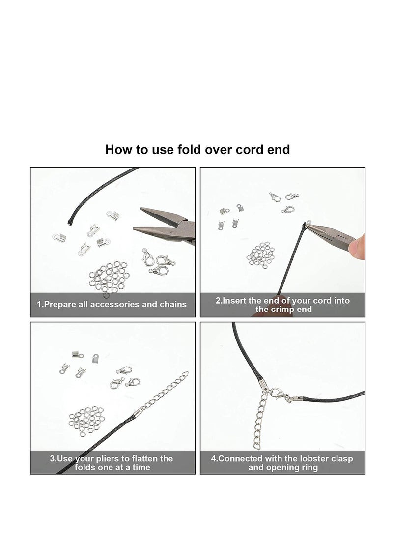 DIY Jewelry Leather Cord Clip Clip Buckle Wire Clip Clip Tongue Bag Buckle Bracelet Jewelry Material, Fold Over Cord Ends Cord Crimp End Tips Fold-Over End Caps Leather Ribbon Ending Clasp - Image 2