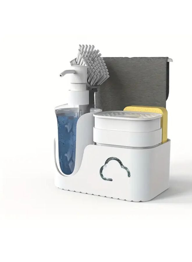 Upgraded Black Dual Soap Dispenser With Sponge And Cloth Holder 4 In 1 Kitchen Sink Storage Box - Image 2