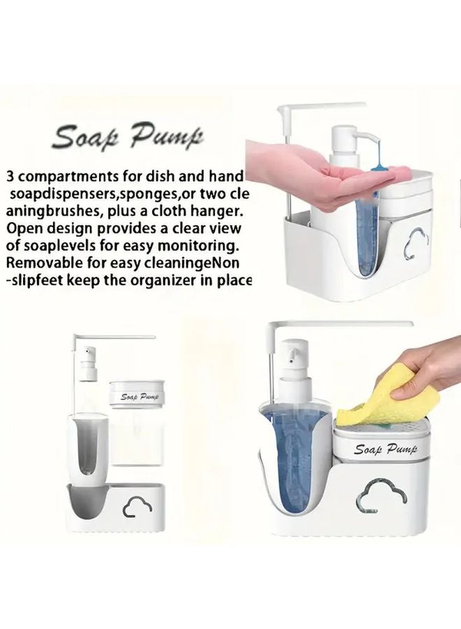 Upgraded Black Dual Soap Dispenser With Sponge And Cloth Holder 4 In 1 Kitchen Sink Storage Box - Image 4