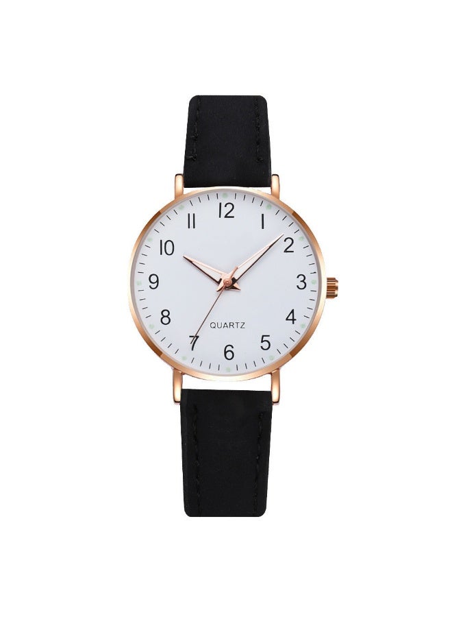 كوارتز ساعة كوارتز نسائية مضيئة مع سلسلة - مجموعة رقمية أنيقة بحزام جلدي - Image 2