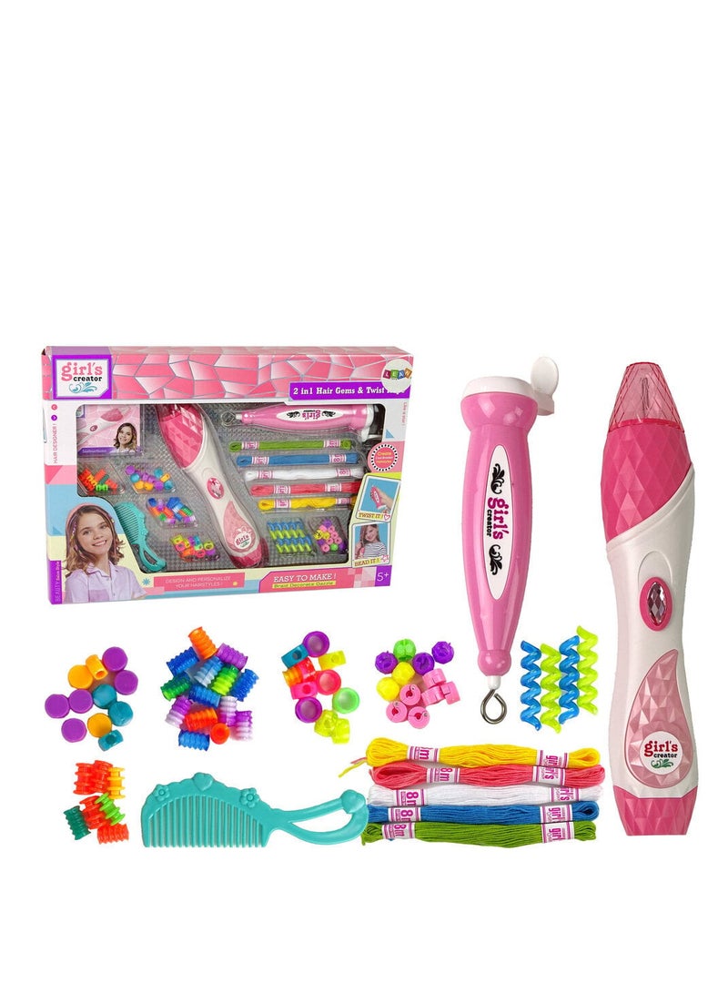 2 in 1 Hair Styling Kit for Girls with Beads and Braids - Image 1