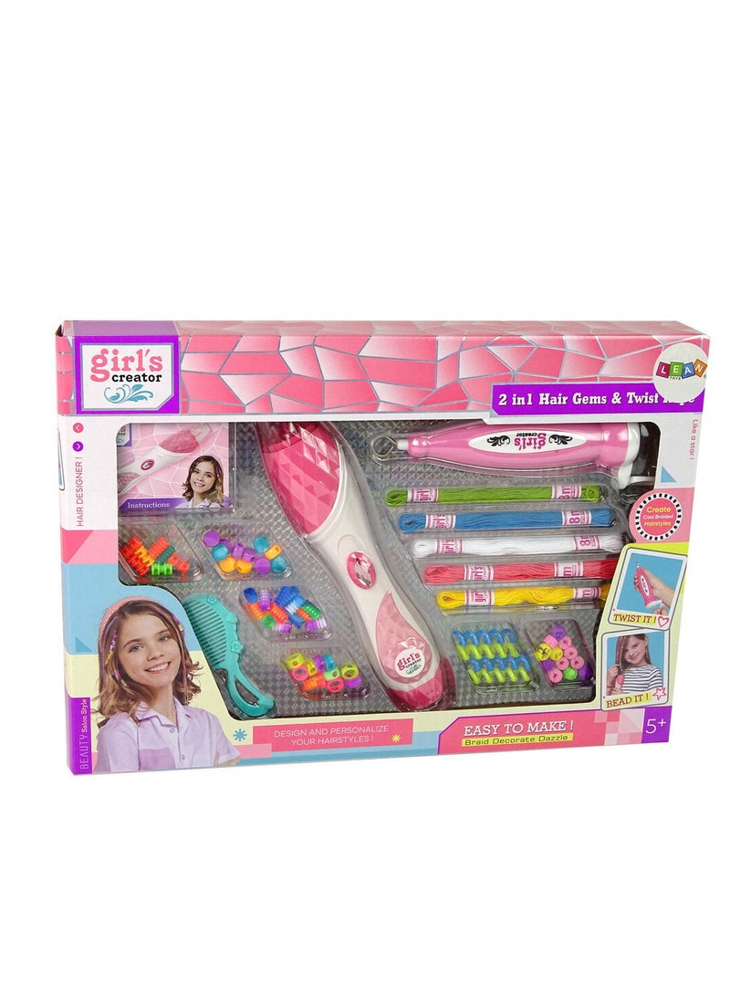 2 in 1 Hair Styling Kit for Girls with Beads and Braids - Image 2