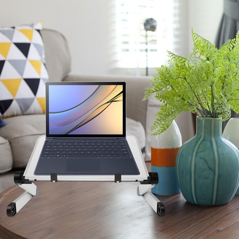Large White Adjustable Foldable Laptop Stand with Heat Dissipation for Home Office Desk - Image 5