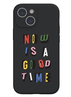 Theodor Protective Slim Fit Case Liquid Silicone Cover with Full Body Protection Anti-Scratch Shockproof Case For iPhone 15 Plus Black - Good time  - Image 1