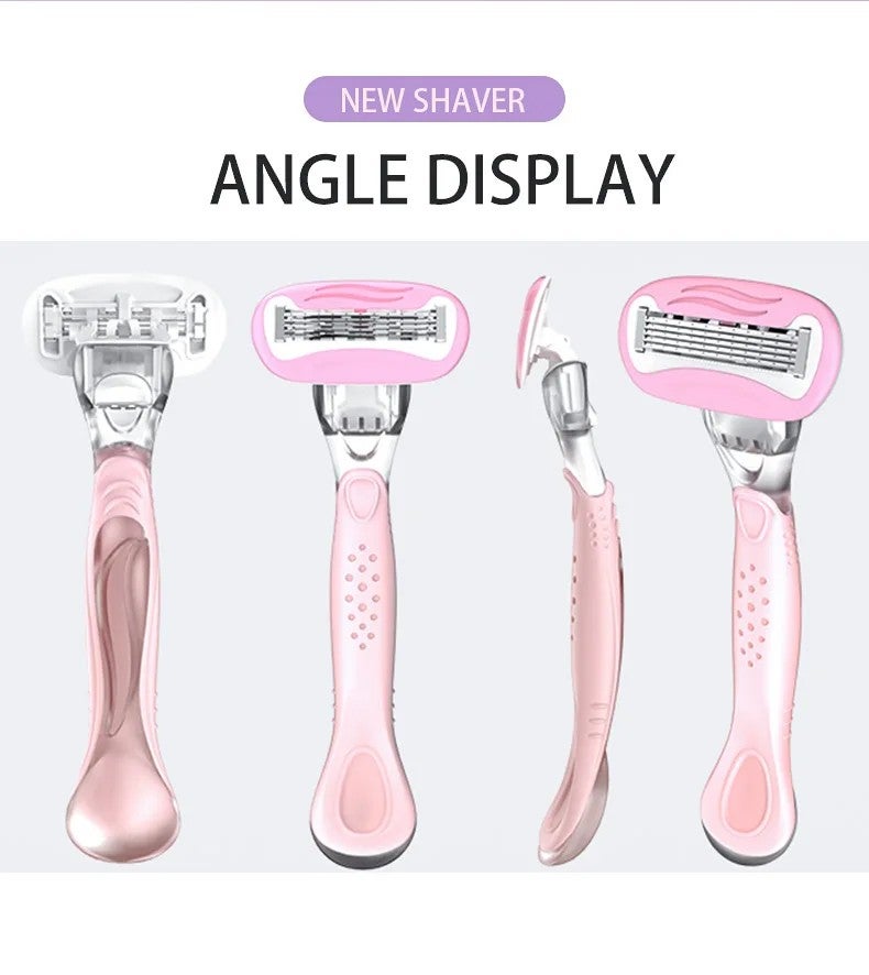 Bluejw Women Safety Razor Pink Handle Stainless Steel Blade for Sensitive Skin Bikini Line Shaving Reusable Manual Body Grooming Tool - Image 3