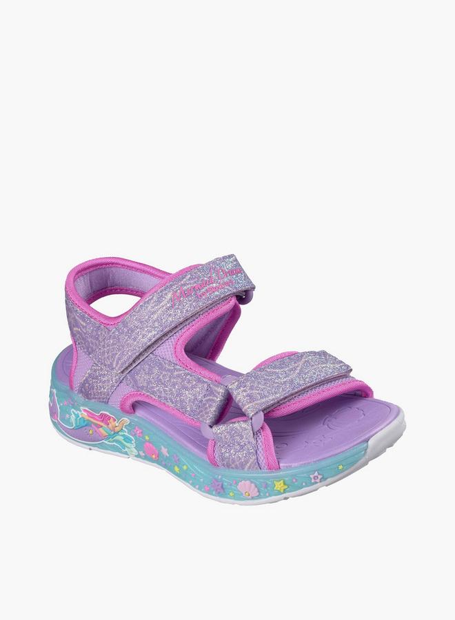 SKECHERS Girls Mermaid Dreams Hook & Loop Flat School Sandals - Image 1