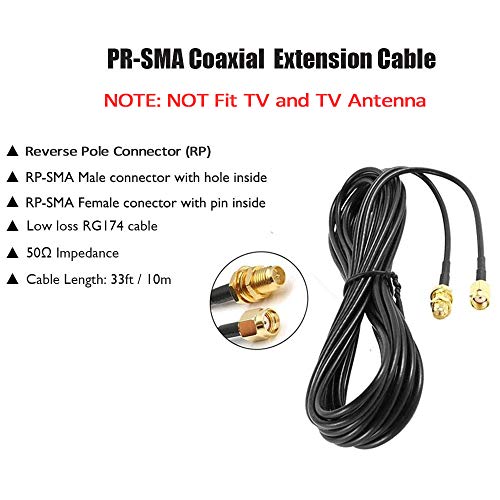 CORONIR 33ft WiFi Antenna Extension Cable Coaxia RP Male to Female Connector for Wireless LAN Router Bridge Cellular Security IP Camera Extension - Image 3