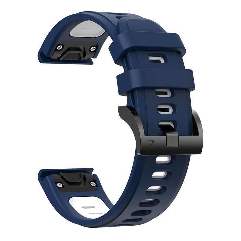 S-TOP For Garmin Fenix 3 26mm Two-Color Sports Silicone Watch Band(Midnight Blue + White) - Image 2