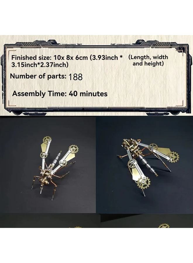 Brass Alloy Metal Steampunk Mechanical Mosquito Insect Assembly Model DIY Puzzle Toy Christmas Birthday Gift - Image 5