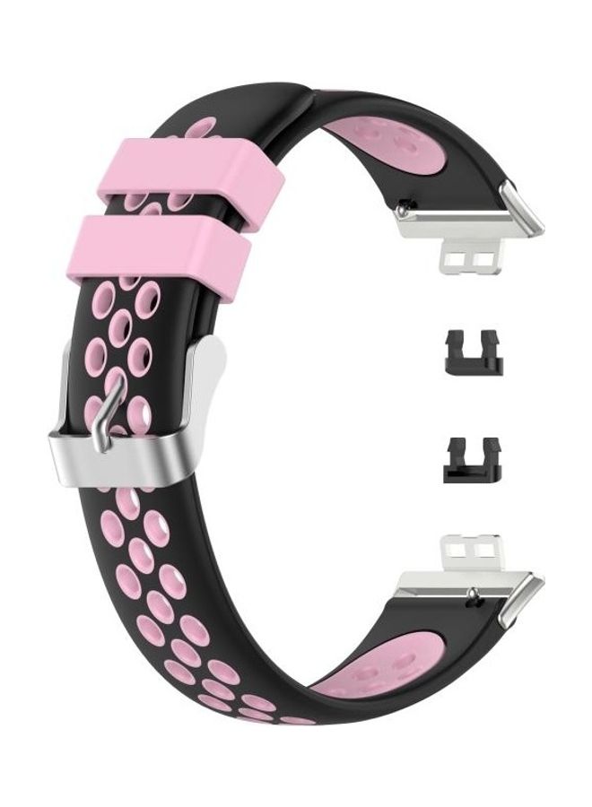 NIBEMINENT Silicone Replacement Watchband For Huawei Watch Fit Black/Pink - Image 1