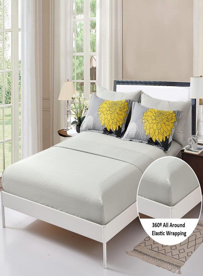 Yiran 7 Pieces Bed in a Bag Comforter Set Yellow Floral Comforter Flowers Soft Microfiber Bedding Set King Size (1 Comforter 1 Flat Sheet 1 Fitted Sheet 2 Pillowshams 2 Pillowcases) - Image 4
