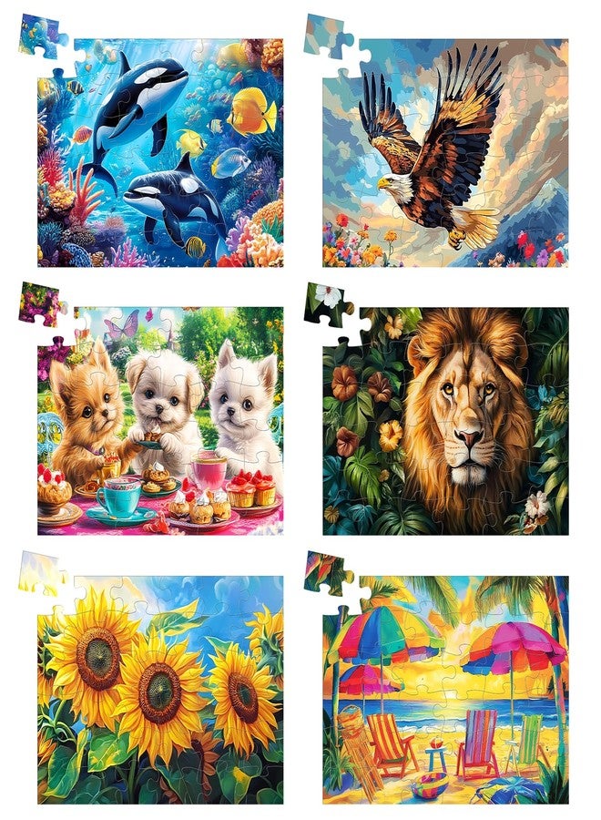 Edsjegn 6 Pack 36 Large Piece Puzzles for Seniors, Dementia Alzheimer's Products Activities for Elderly Adults,Alzheimer’s Puzzle Memory Cognitive Games Easy Jigsaw Puzzle Gifts with 6 Storage Bags - Image 1