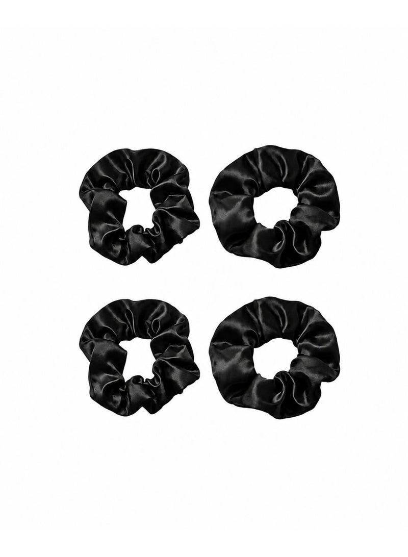 4 pieces of original silk satin hair scrunchies to reduce hair frizz