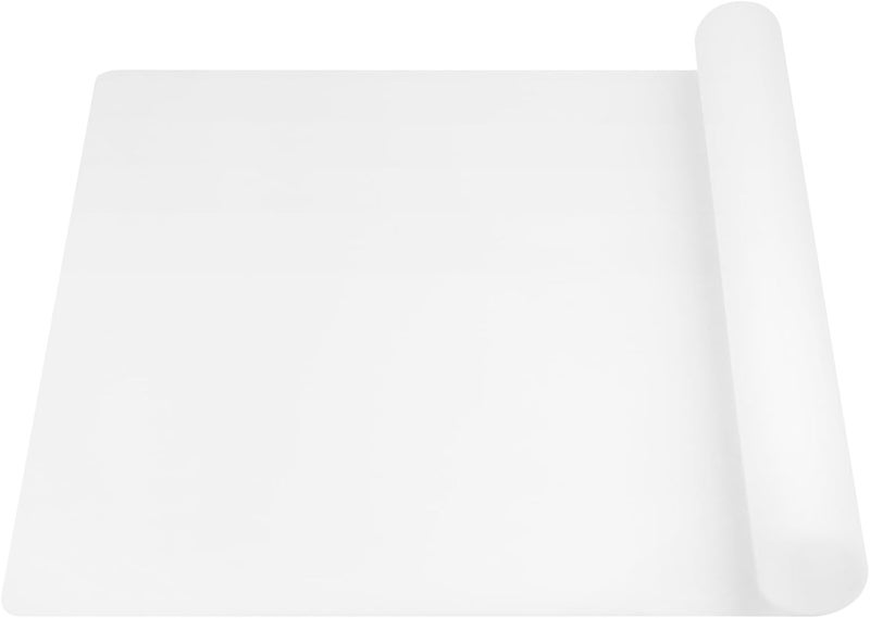 Cuttte Silicone Mat for Kitchen Counter - 23.62" x 15.75" Large Heat Resistant Mats for Countertop, Anti-slip Quartz Countertop Protector for Air Fryers Coffee Pots(White Translucent) - Image 1