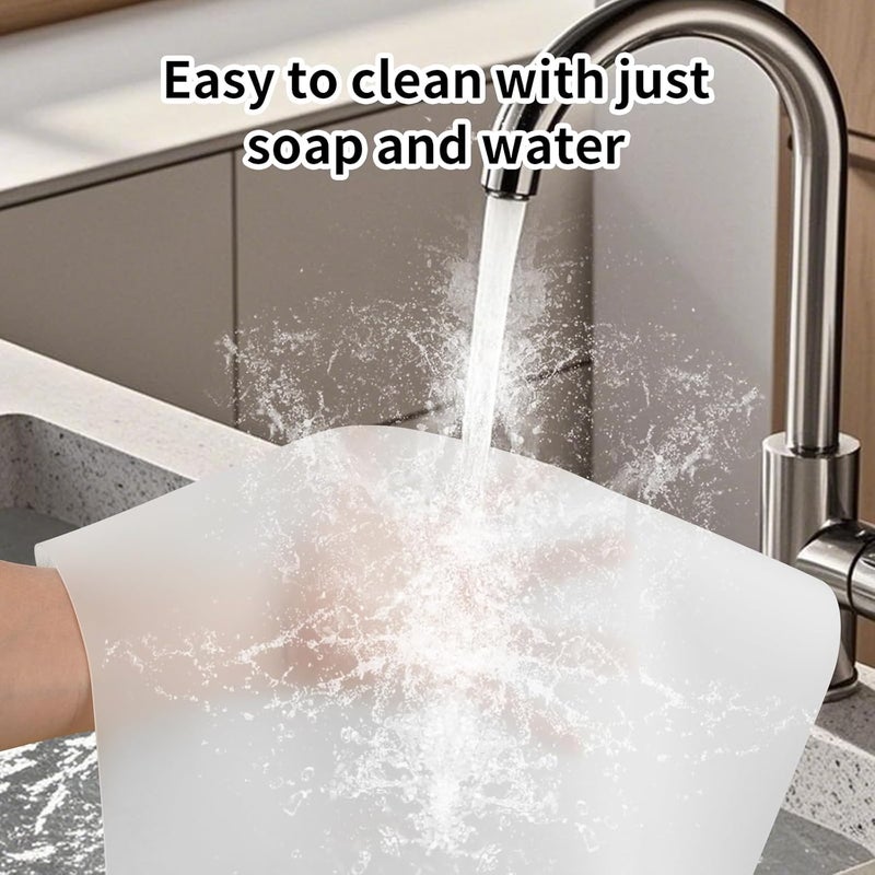 Cuttte Silicone Mat for Kitchen Counter - 23.62" x 15.75" Large Heat Resistant Mats for Countertop, Anti-slip Quartz Countertop Protector for Air Fryers Coffee Pots(White Translucent) - Image 4