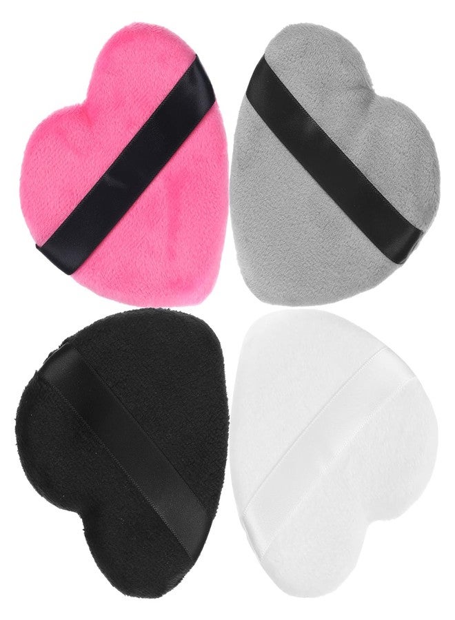 Ruby Face Rubyface Heart Shape Makeup Sponge Puff - Round and Triangle Design for Cream, Blush, and Foundation Application - Multicolored Beauty Blender Puff 4Pcs - Image 1