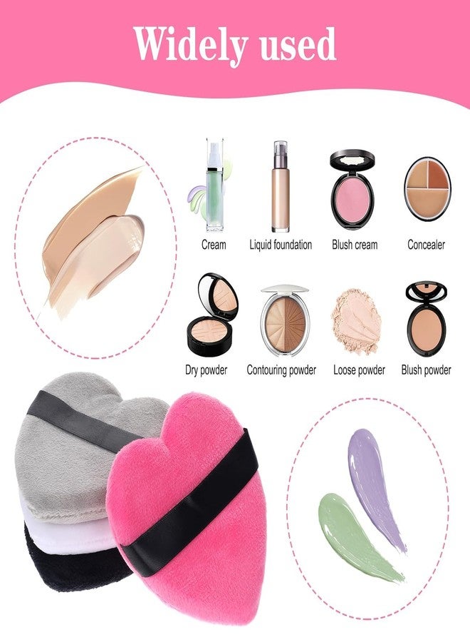 Ruby Face Rubyface Heart Shape Makeup Sponge Puff - Round and Triangle Design for Cream, Blush, and Foundation Application - Multicolored Beauty Blender Puff 4Pcs - Image 4