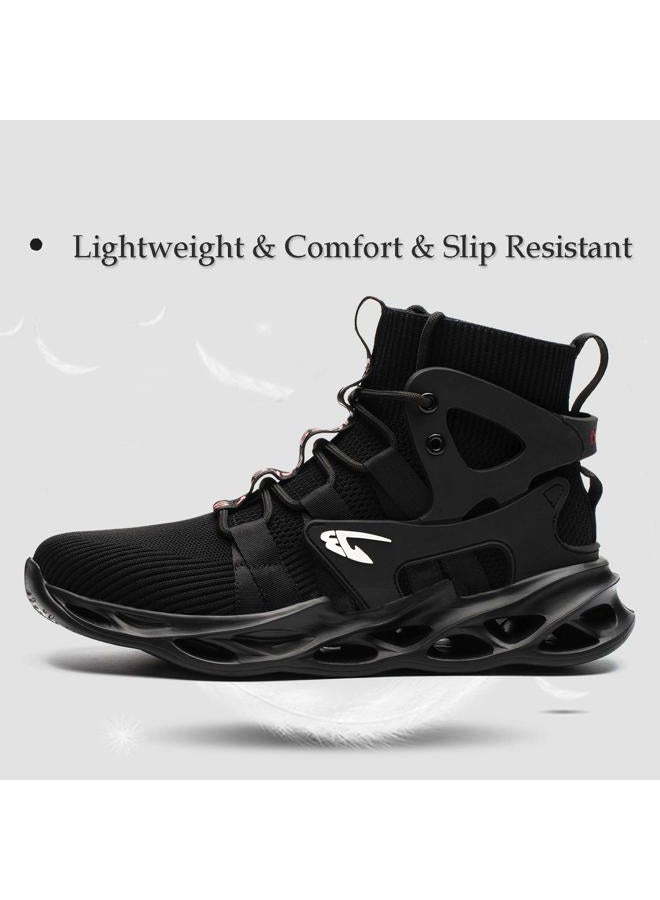 ORISTACO Work Safety Steel Toe Boots, Lightweight Breathable Industrial Construction Boots, Black, 12.5 Women/11 Men - Image 4
