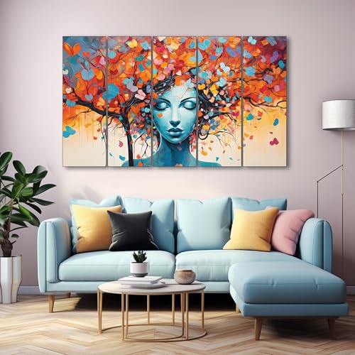 The Castle Decor Woman butterfly art painting with frame 5 Big Size (27x48) Wall Art for living room,Bedroom,Drawing room,Hotels-Wooden Framed-Digital Painting - Image 3
