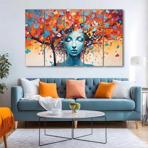 The Castle Decor Woman butterfly art painting with frame 5 Big Size (27x48) Wall Art for living room,Bedroom,Drawing room,Hotels-Wooden Framed-Digital Painting - Image 1