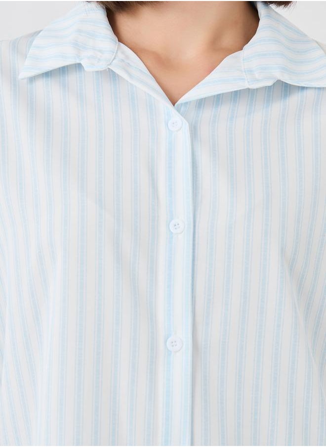 Take Two Take Two Striped Long Sleeve Spread Collar Oversized Shirt  - Image 3