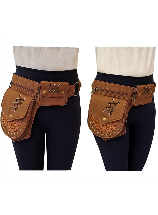 Larswon Renaissance Bag Leg Bag for Women Renaissance Belt Festival Bag Hip Bags for Women Thigh Bag Coffee - Image 2
