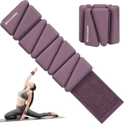 BECOJADDE Ankle Weights Set of 2 1 lb Each Adjustable Wrist Weights for Women Men Wearable Arm Leg Weight for Pilates Running Walking Workout Yoga Deep Plum - Image 1