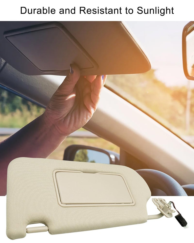 ULZOZN Left Driver Side Sun Visor with Light Fit for Nissan Maxima 2016-2022 Replace 96401-9DE0A, Front Left Sun Protection Shade, Beige - Image 5