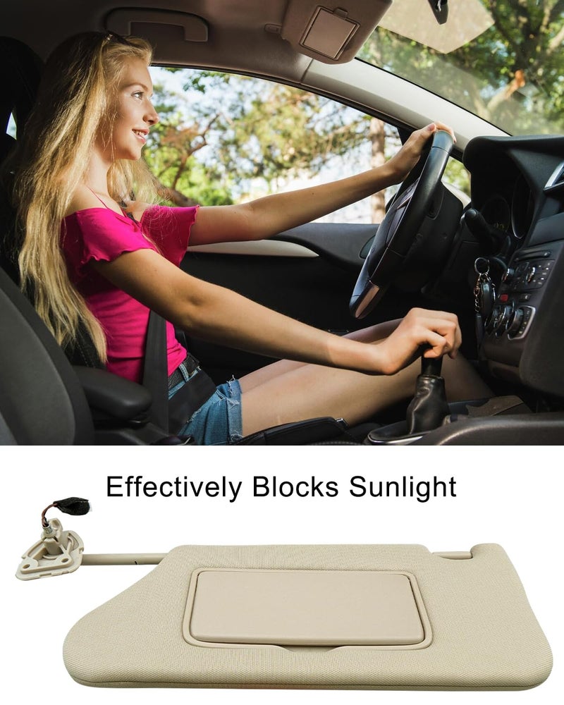ULZOZN Left Driver Side Sun Visor with Light Fit for Nissan Maxima 2016-2022 Replace 96401-9DE0A, Front Left Sun Protection Shade, Beige - Image 2