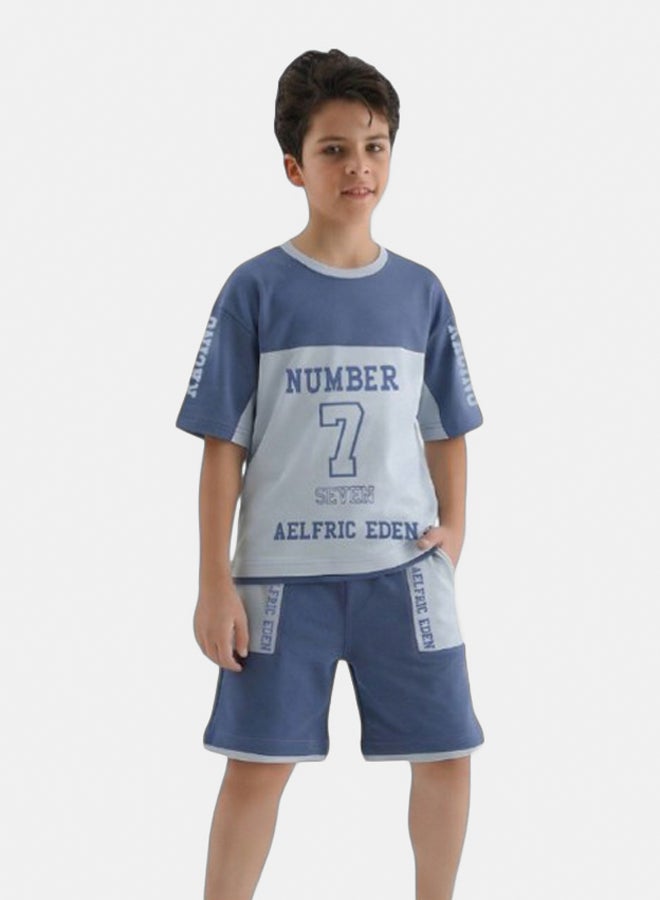 Bongo Boys Cotton T-shirt & Shorts Set Light Blue - Kids Summer Outfit, Comfortable Casual Wear