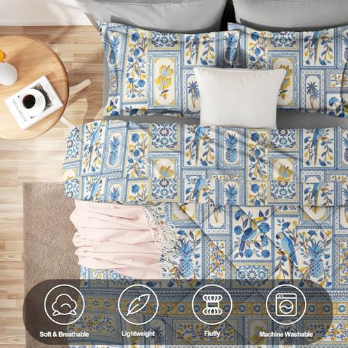 VAS COLLECTIONS 220 GSM Microfiber Reversible AC Comforter |Quit | Blanket | Duvets for King Size Double Bed 180Tc (230X250 cm, Tealish Blue and Yellow) - Image 3