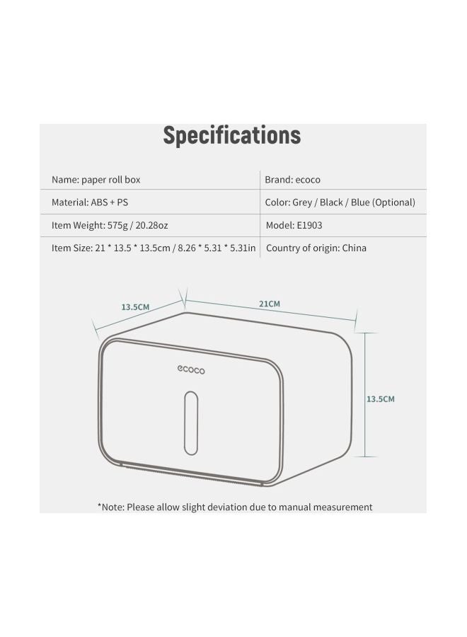 Loquat Wall Mounted Paper Roll Box Grey 21.5x14x14centimeter - Image 3