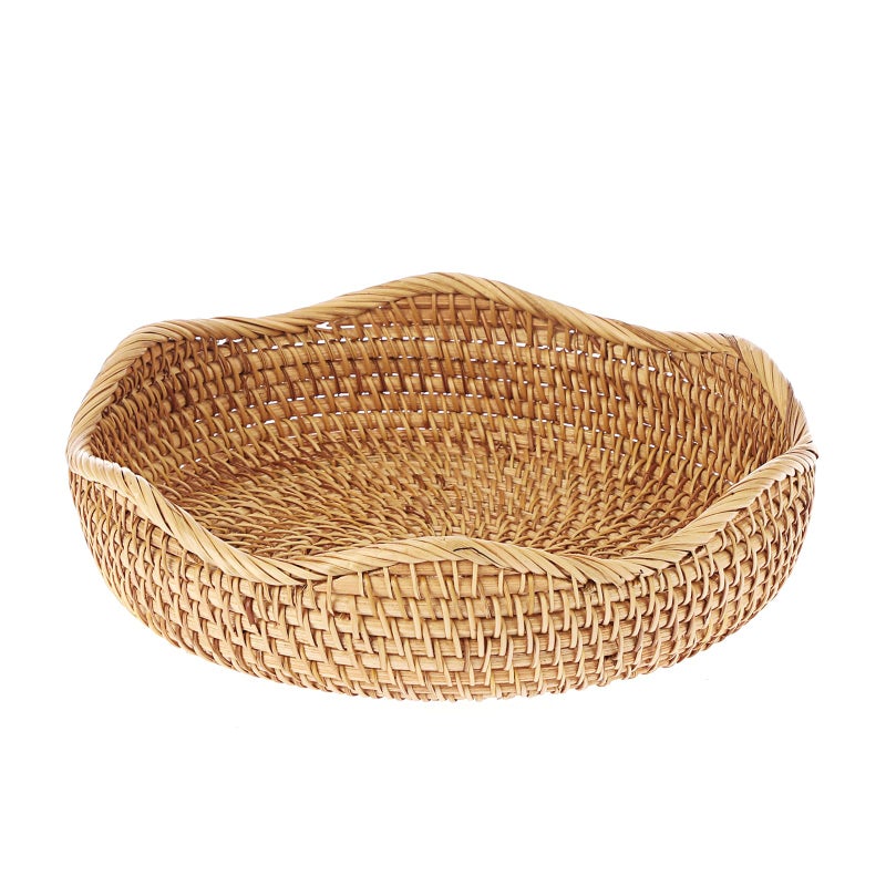 Hipiwe Natural Rattan Tray Wicker Storage Bowls Hand Woven Basket Tray for Bread Fruit Key Round Fruit Baskets for Kitchen Entryway Tabletop Decorative Baskets Bowl10 Inches - Image 2