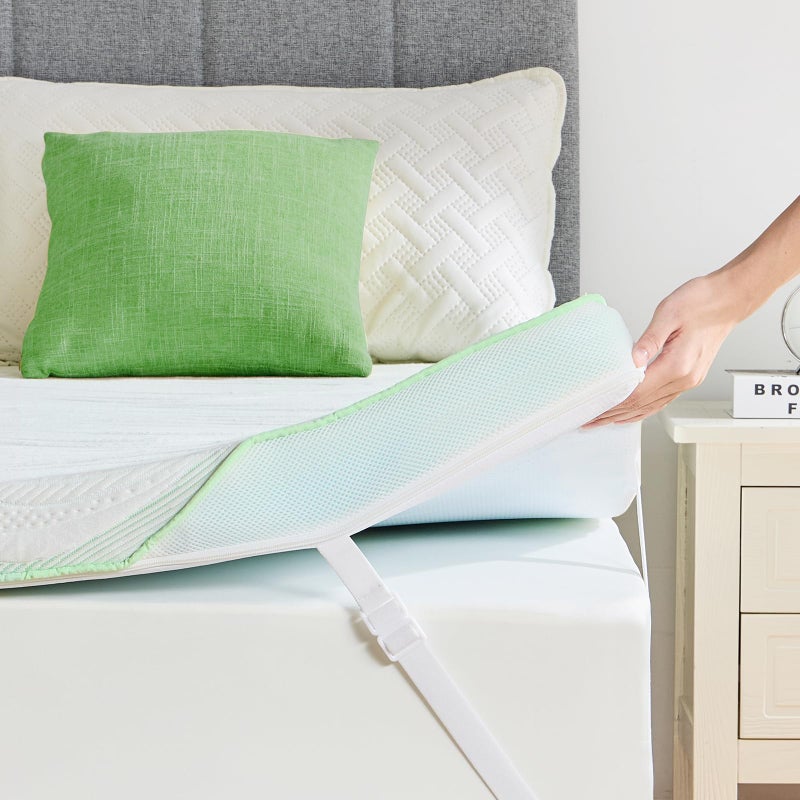 PERLECARE Medium Firm Mattress Topper Queen- 3 Inch Bamboo Memory Foam Mattress Topper for Pressure Relief, Queen Bed Topper Suitable for Side Sleepers and Back Sleepers, Removable & Washable - Image 1