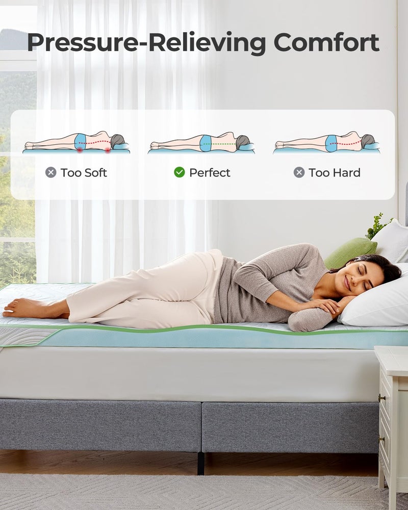 PERLECARE Medium Firm Mattress Topper Queen- 3 Inch Bamboo Memory Foam Mattress Topper for Pressure Relief, Queen Bed Topper Suitable for Side Sleepers and Back Sleepers, Removable & Washable - Image 4