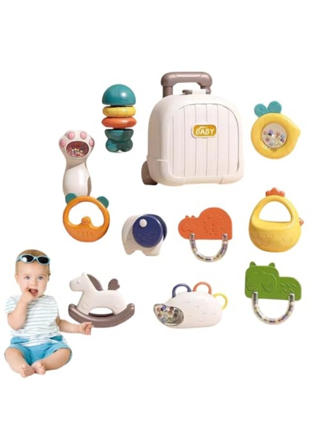 10-piece baby rattle toy set, teething toys for infants with individual packaging, sensory play toys with rattle, grip and rotation features, made of food-safe silicone, suitable for newborns and ba - Image 1