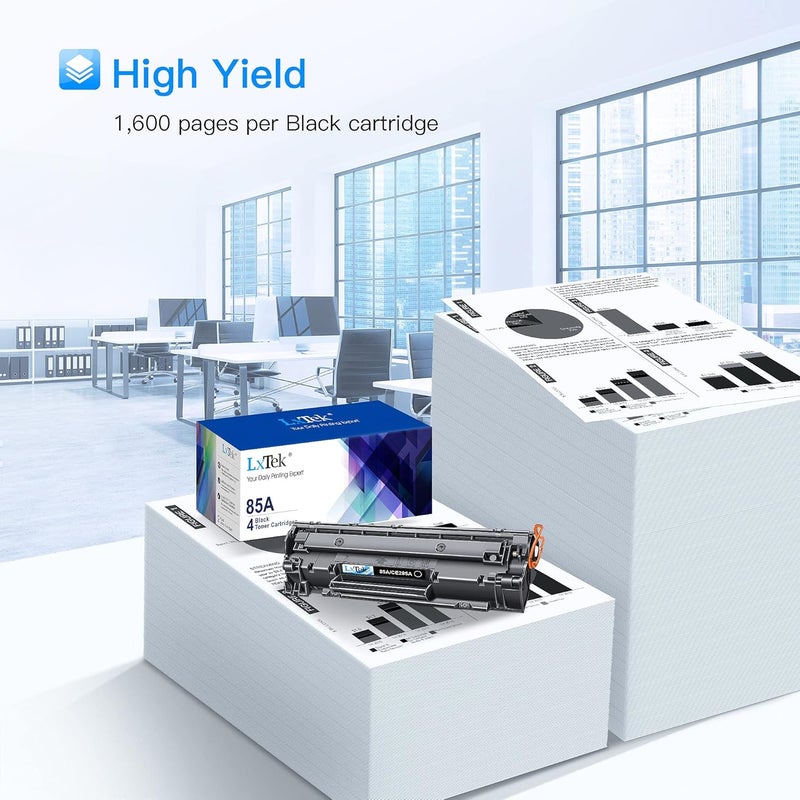 خرطوشة حبر بديلة متوافقة مع لـ HP 85A CE285A متوافقة مع طابعات Laserjet Pro P1102W و Pro P1109W و M1212NF و M1217NFW (أسود، عبوة من 4 قطع) - Image 3