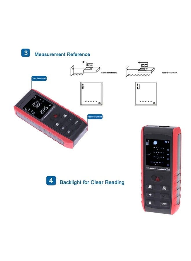 NIBEMINENT Portable Handheld Digital Laser Distance Meter Black/Red 11.5x5x2.5cm - Image 4