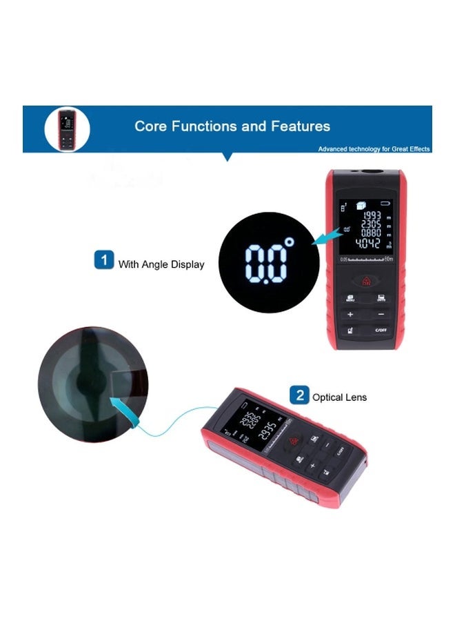 NIBEMINENT Portable Handheld Digital Laser Distance Meter Black/Red 11.5x5x2.5cm - Image 5