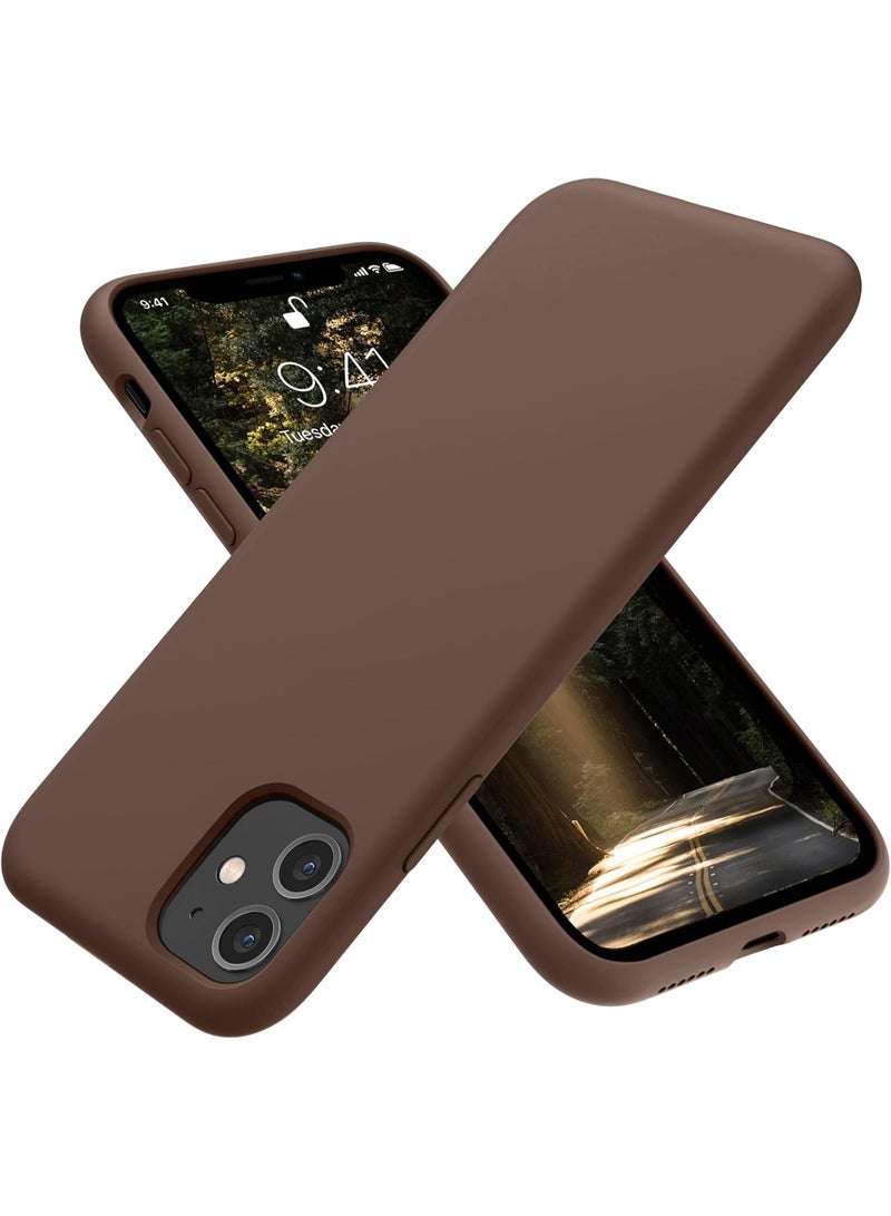 Compatible with iPhone 11 Case 6.1 Inch Slim Liquid Silicone 4 Layers Soft Gel Rubber Shockproof Protective Phone Case with Anti Scratch Microfiber Lining (Brown) - Image 1