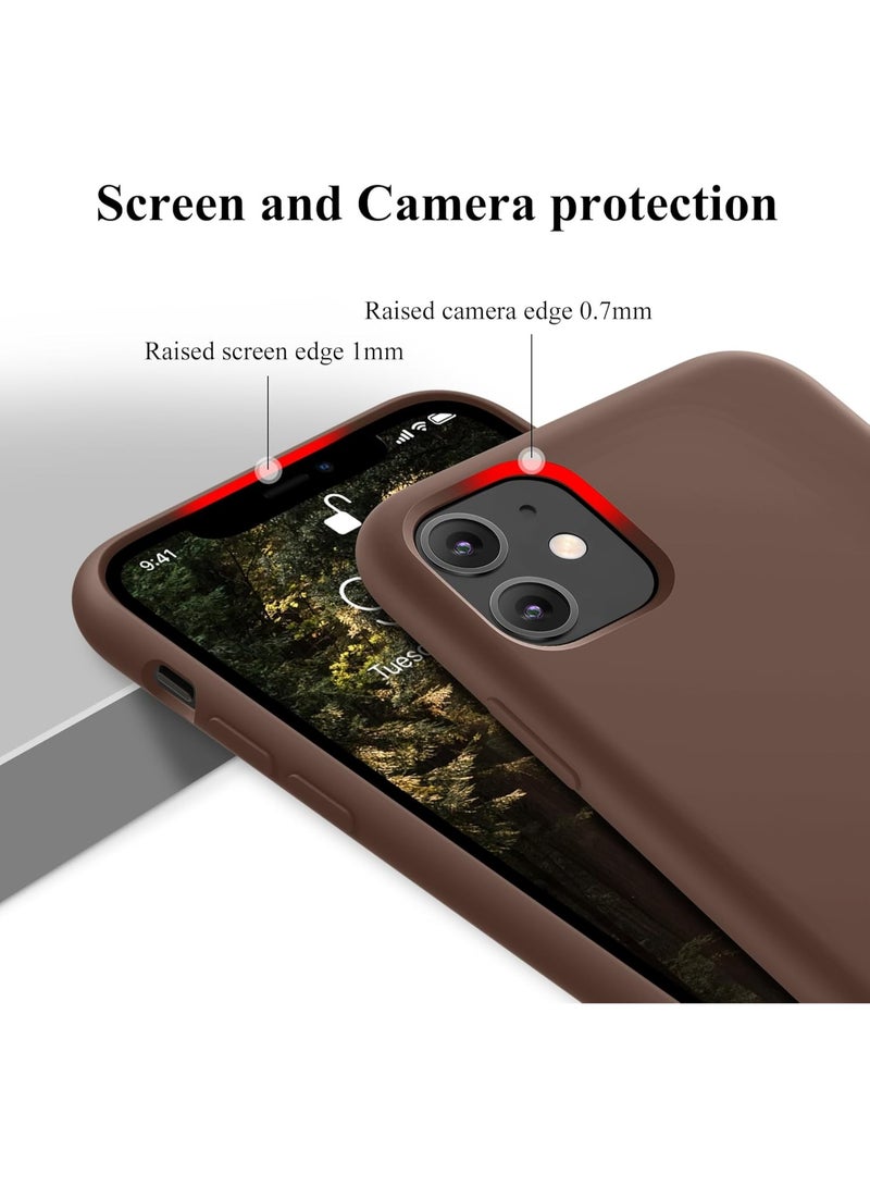 Compatible with iPhone 11 Case 6.1 Inch Slim Liquid Silicone 4 Layers Soft Gel Rubber Shockproof Protective Phone Case with Anti Scratch Microfiber Lining (Brown) - Image 3