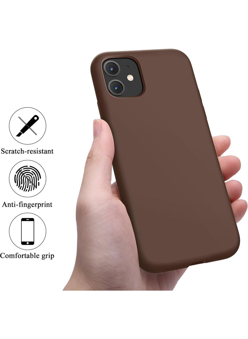 Compatible with iPhone 11 Case 6.1 Inch Slim Liquid Silicone 4 Layers Soft Gel Rubber Shockproof Protective Phone Case with Anti Scratch Microfiber Lining (Brown) - Image 5