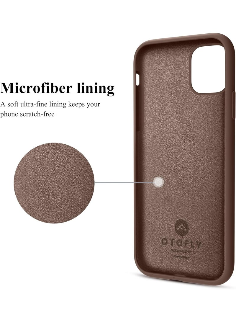 Compatible with iPhone 11 Case 6.1 Inch Slim Liquid Silicone 4 Layers Soft Gel Rubber Shockproof Protective Phone Case with Anti Scratch Microfiber Lining (Brown) - Image 4