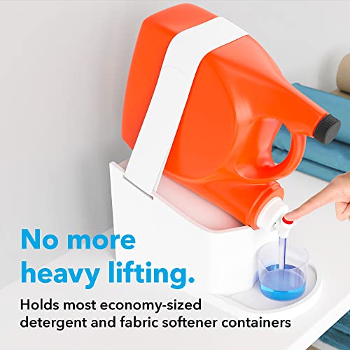IMPRESA Laundry Detergent Stand 2Pack White Drip Catcher Liner Laundry Detergent Storage Hook Loop Strap Secure Grip Feet Room Organization - Image 3