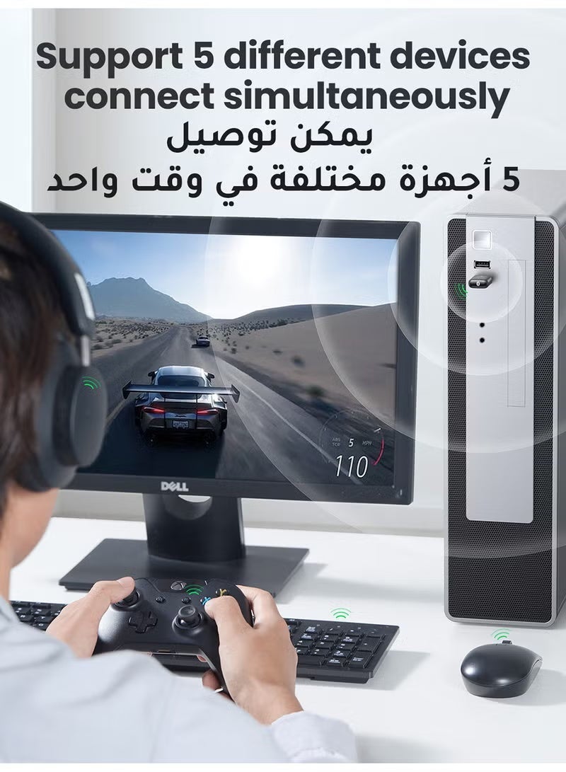 يو جي محول بلوتوث USB 5.0، جهاز إرسال واستقبال صوت، كمبيوتر مكتبي، كمبيوتر محمول، وظيفة الإنترنت، متصل بالهاتف المحمول، سماعة رأس لاسلكية، ماوس، لوحة مفاتيح، رمادي - Image 3