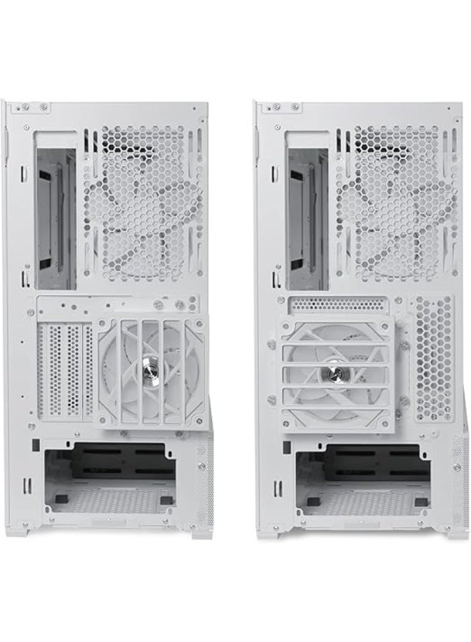 LIAN LI صندوق الكمبيوتر LANCOOL 216 E-ATX، صندوق ألعاب RGB مع تركيز على تدفق الهواء مع لوحات شبكية من جميع الجهات، 2x160mm و 1x140mm مراوح PWM مثبتة مسبقًا وحامل مروحة PCIe مبتكر في الخلف (أبيض) - Image 3