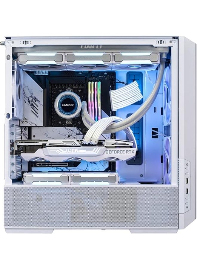 LIAN LI صندوق الكمبيوتر LANCOOL 216 E-ATX، صندوق ألعاب RGB مع تركيز على تدفق الهواء مع لوحات شبكية من جميع الجهات، 2x160mm و 1x140mm مراوح PWM مثبتة مسبقًا وحامل مروحة PCIe مبتكر في الخلف (أبيض) - Image 4