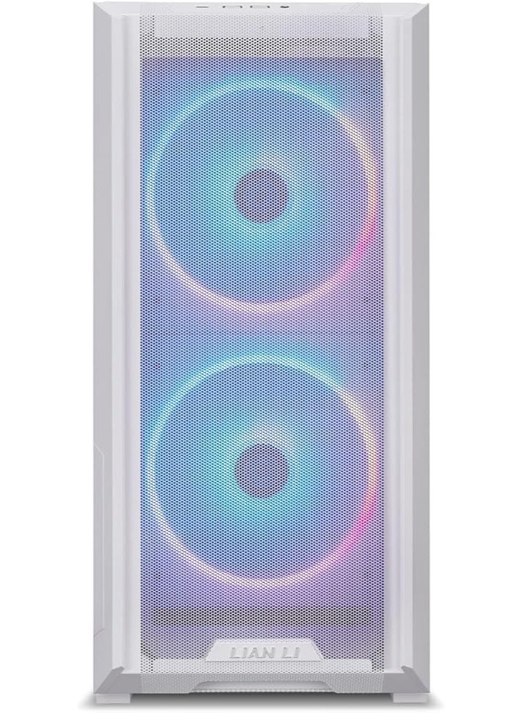 LIAN LI صندوق الكمبيوتر LANCOOL 216 E-ATX، صندوق ألعاب RGB مع تركيز على تدفق الهواء مع لوحات شبكية من جميع الجهات، 2x160mm و 1x140mm مراوح PWM مثبتة مسبقًا وحامل مروحة PCIe مبتكر في الخلف (أبيض) - Image 2