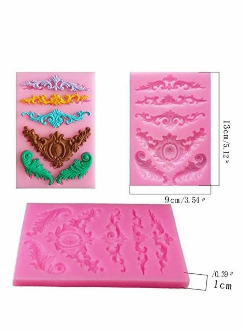 Fondant Silicone Mold Baroque Scroll Border Molds Vintage Fondant Molds for DIY Baking Cake Decoration Tools Silicone Sculpted Flower Lace Mould 3D Cake Mold - Image 3